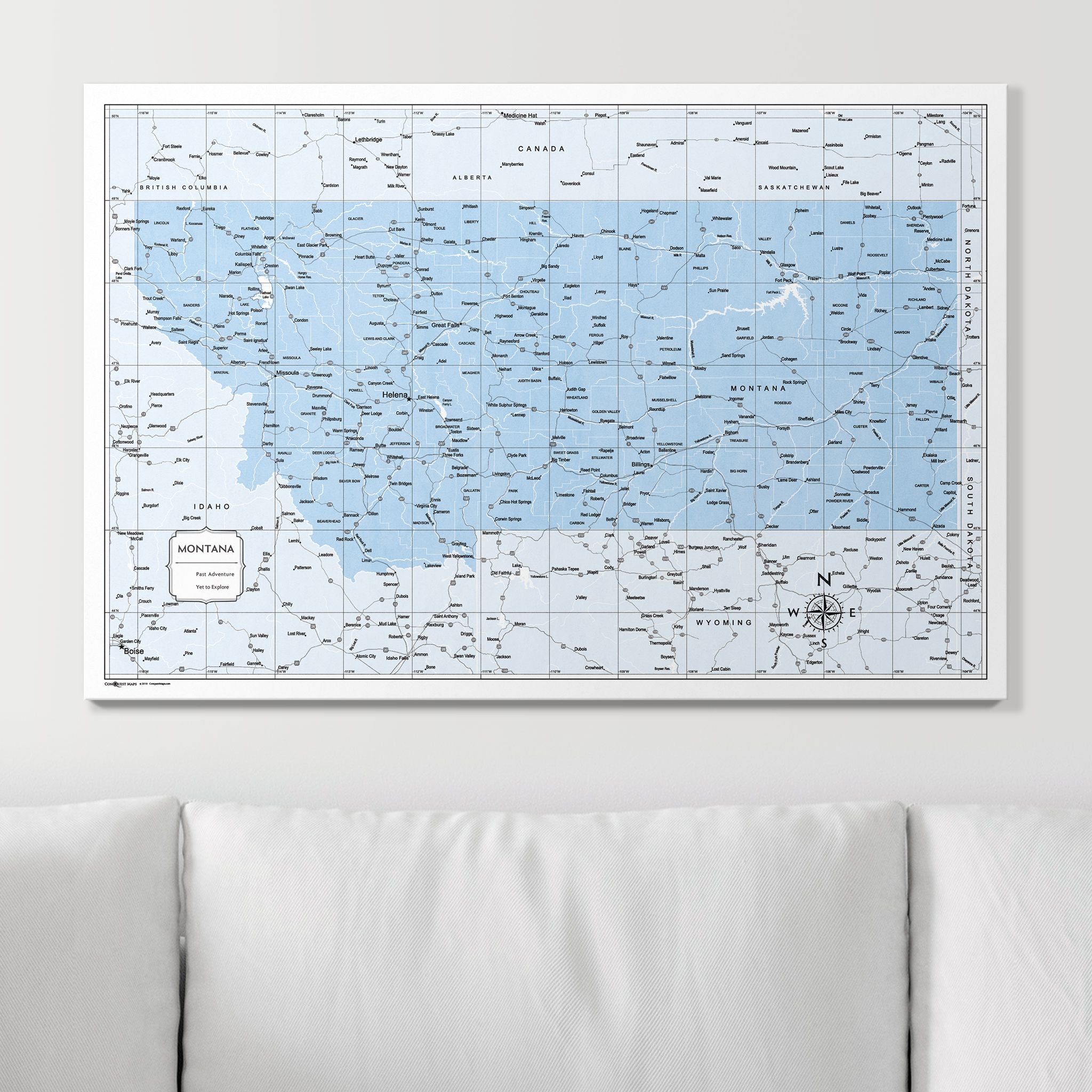 Push Pin Montana Map (Pin Board) - Light Blue Color Splash CM Pin Board