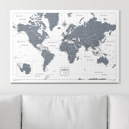 Push Pin World Map (Pin Board) - Dark Gray Color Splash CM Pin Board