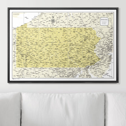 Push Pin Pennsylvania Map (Pin Board) - Yellow Color Splash CM Pin Board