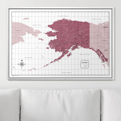 Push Pin Alaska Map (Pin Board) - Burgundy Color Splash CM Pin Board