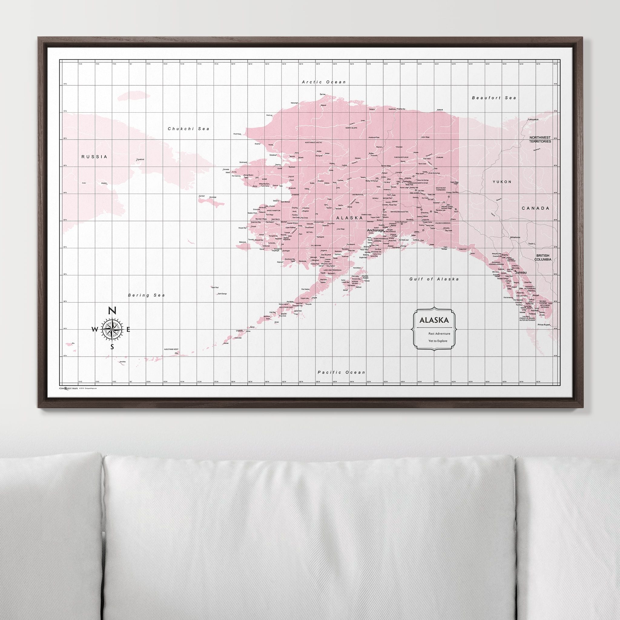 Push Pin Alaska Map (Pin Board) - Pink Color Splash CM Pin Board