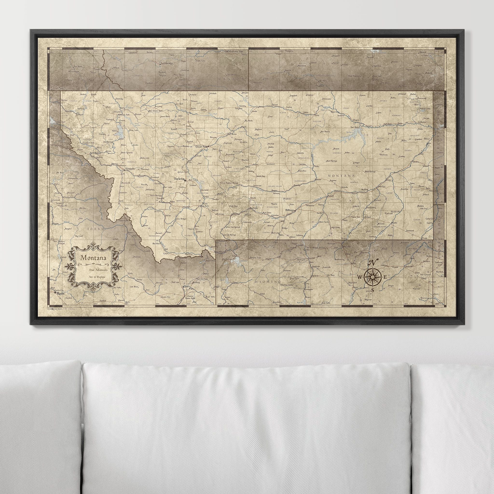 Push Pin Montana Map (Pin Board) - Rustic Vintage CM Pin Board