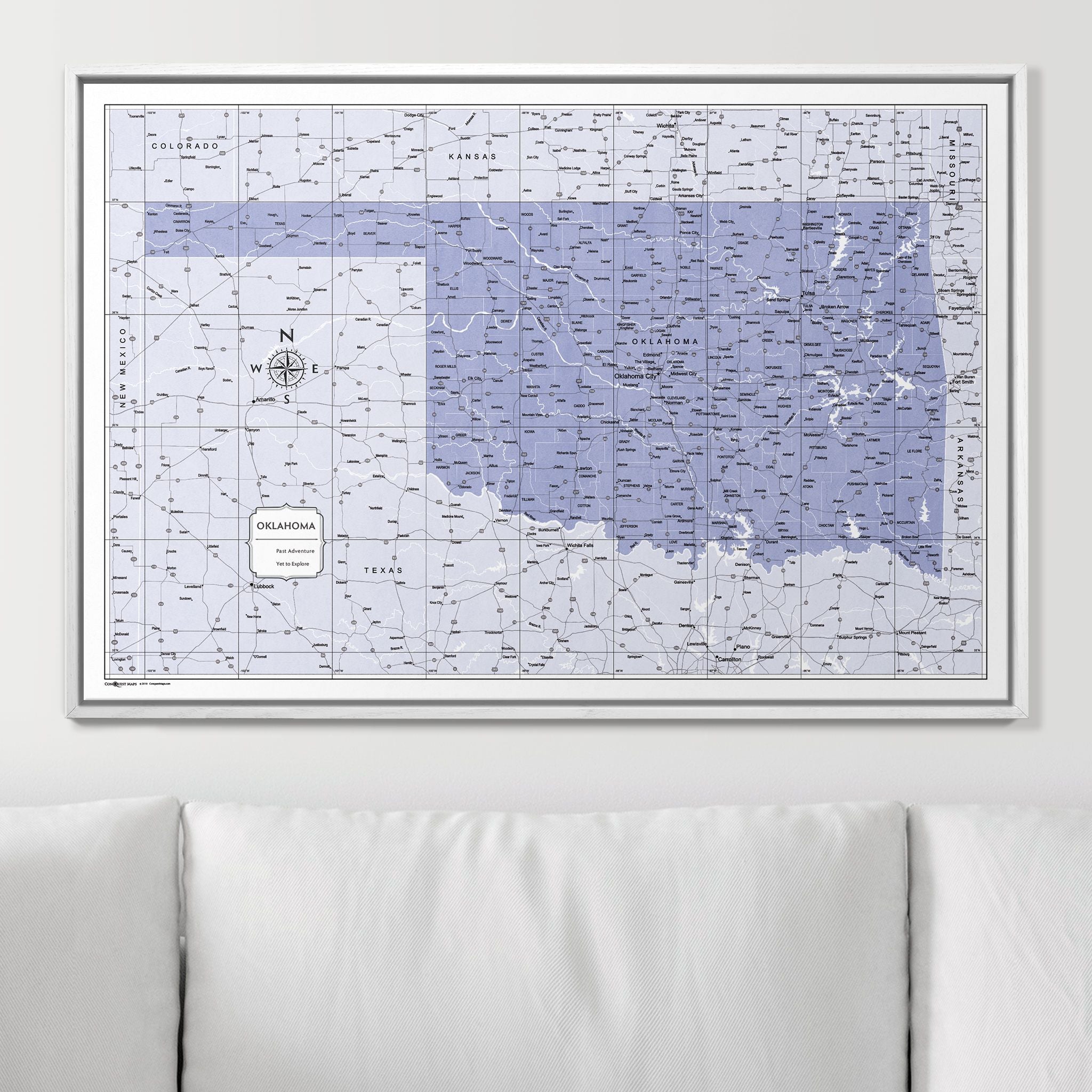 Push Pin Oklahoma Map (Pin Board) - Purple Color Splash CM Pin Board