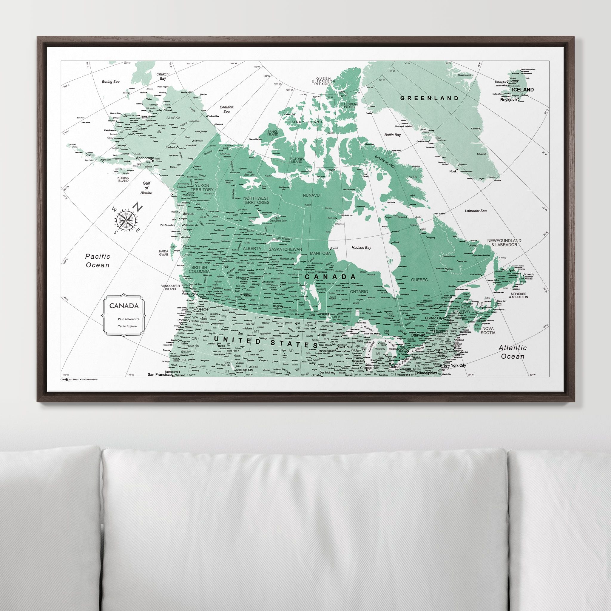 Push Pin Canada Map (Pin Board) - Green Color Splash CM Pin Board