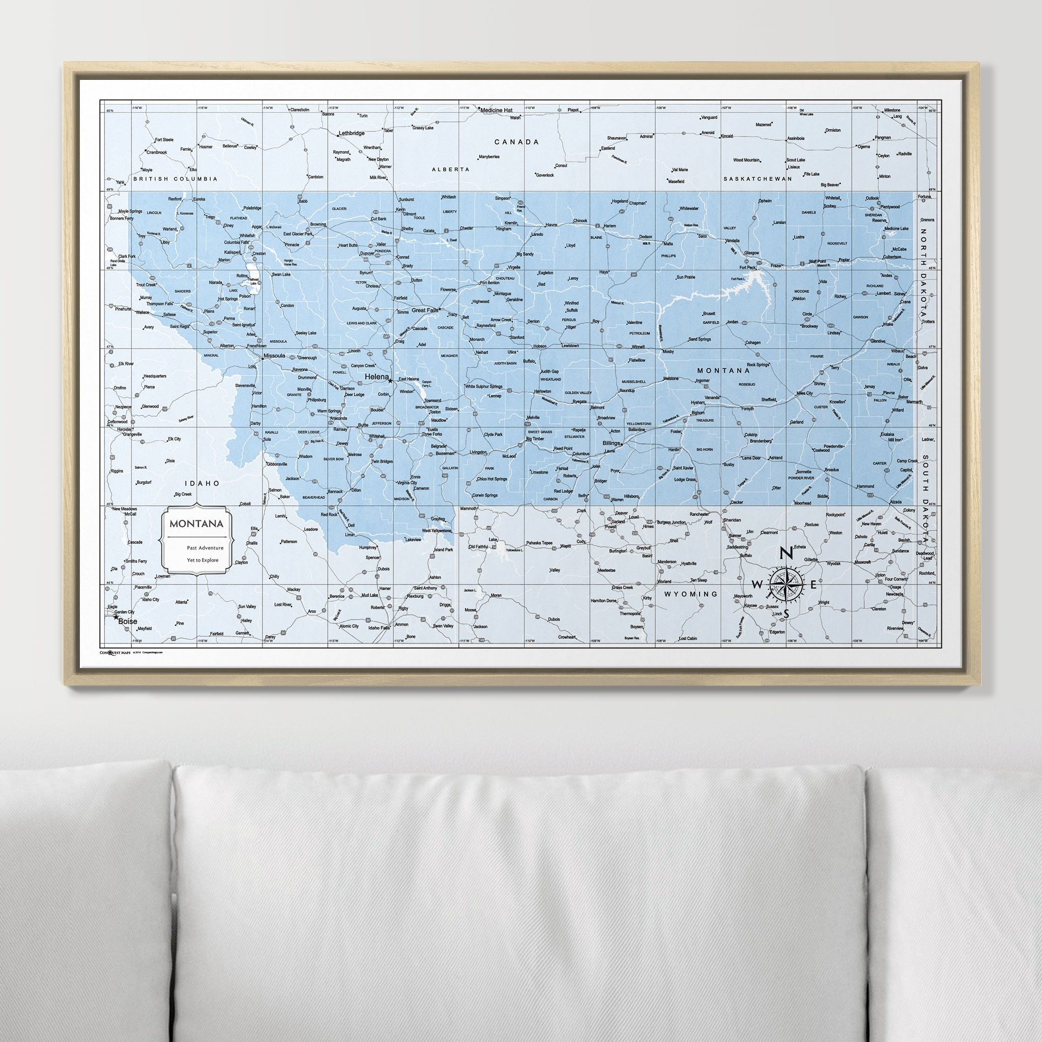 Push Pin Montana Map (Pin Board) - Light Blue Color Splash CM Pin Board