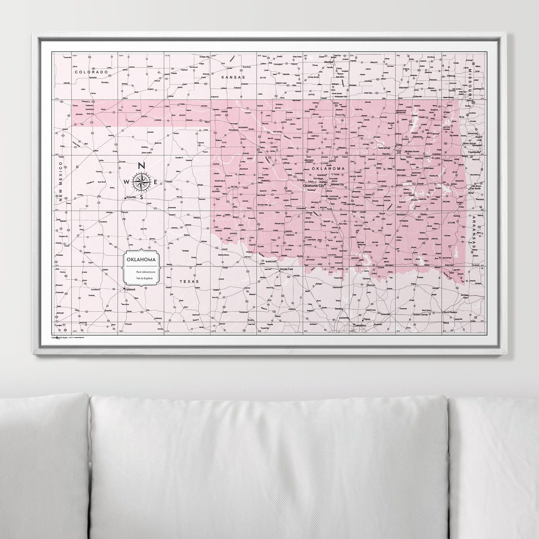 Push Pin Oklahoma Map (Pin Board) - Pink Color Splash CM Pin Board