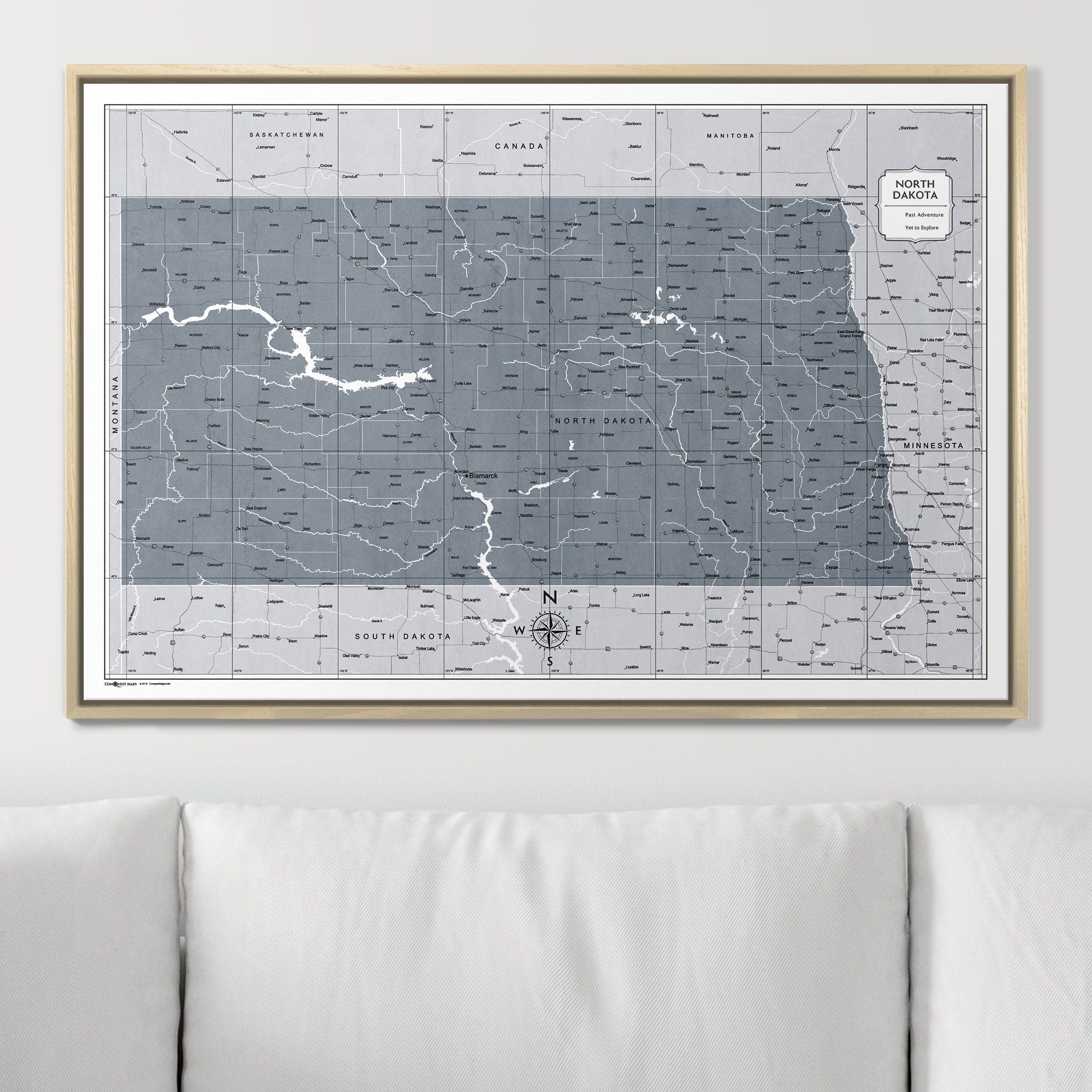 Push Pin North Dakota Map (Pin Board) - Dark Gray Color Splash CM Pin Board