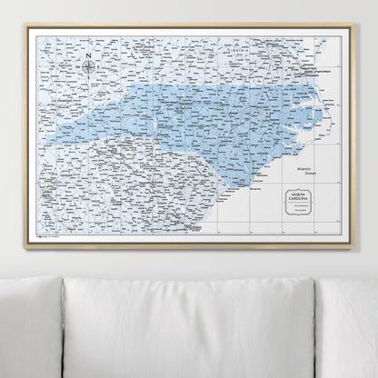 Push Pin North Carolina Map (Pin Board) - Light Blue Color Splash CM Pin Board