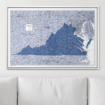 Push Pin Virginia Map (Pin Board) - Navy Color Splash CM Pin Board