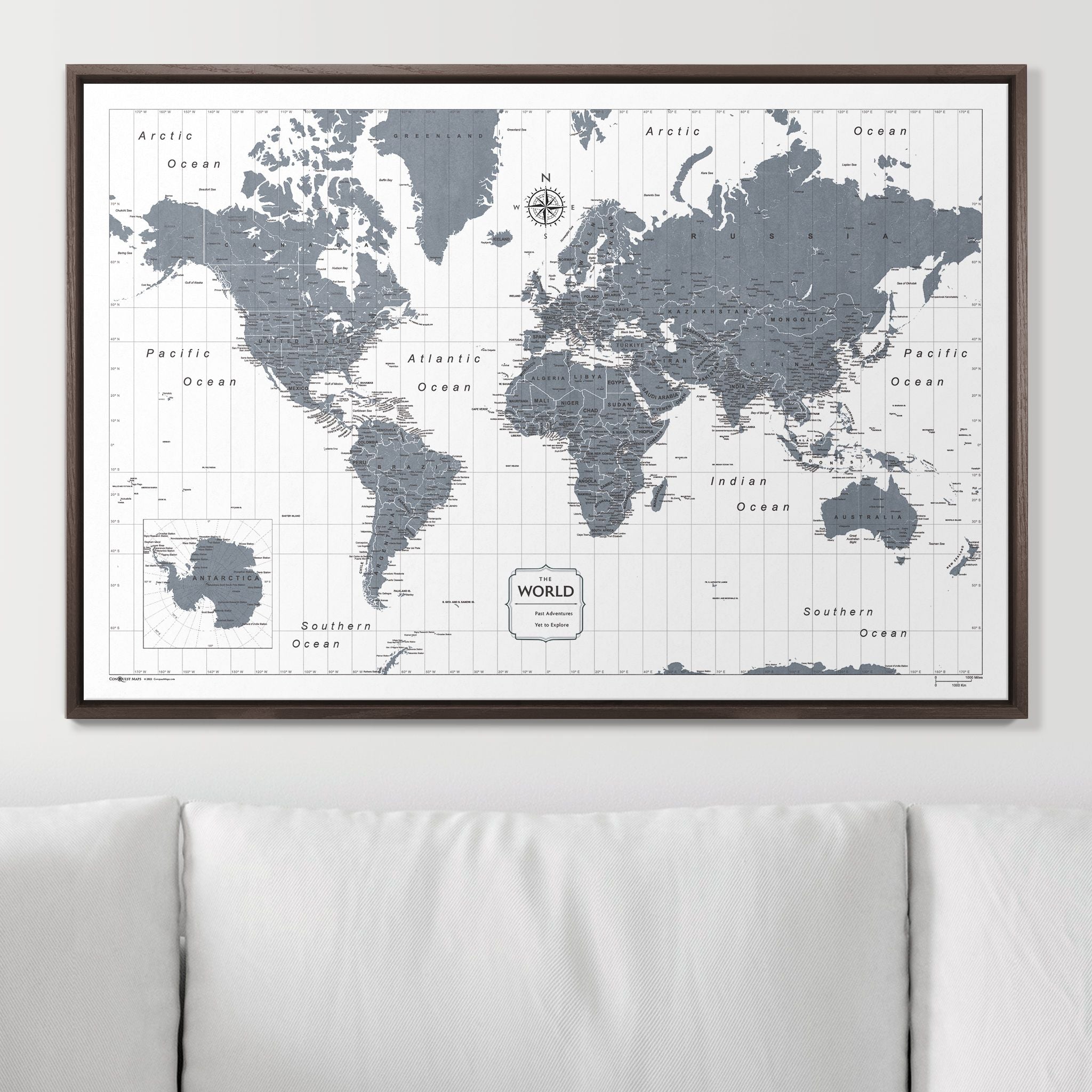 Push Pin World Map (Pin Board) - Dark Gray Color Splash CM Pin Board