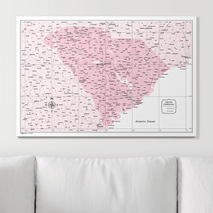 Push Pin South Carolina Map (Pin Board) - Pink Color Splash CM Pin Board