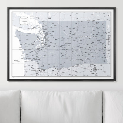 Push Pin Washington Map (Pin Board) - Light Gray Color Splash CM Pin Board