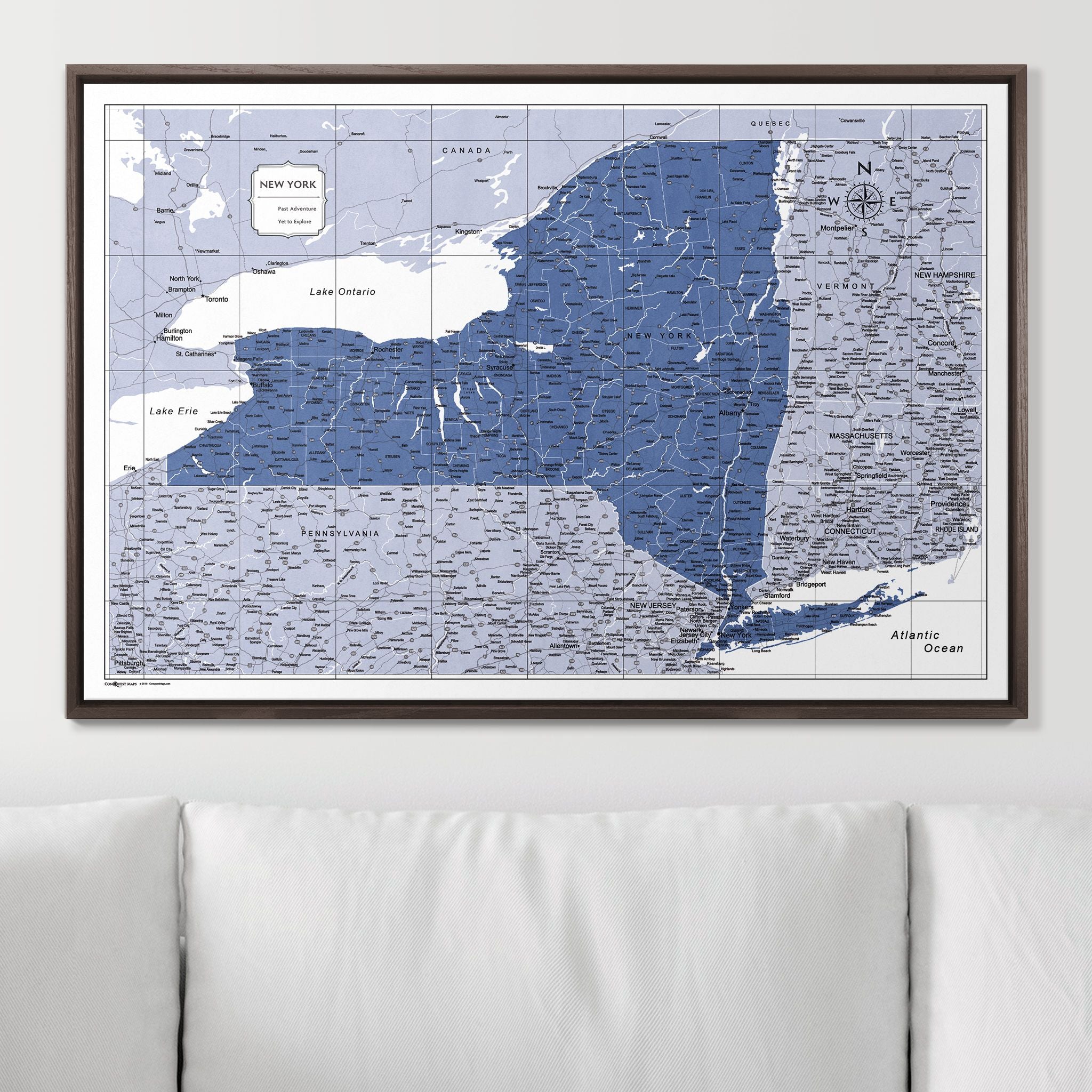 Push Pin New York Map (Pin Board) - Navy Color Splash CM Pin Board