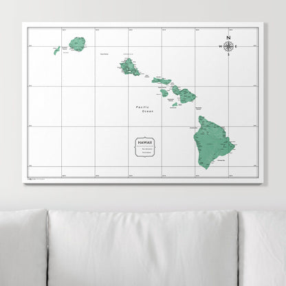 Push Pin Hawaii Map (Pin Board) - Green Color Splash CM Pin Board