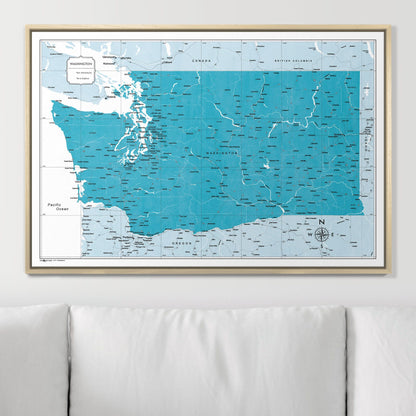 Push Pin Washington Map (Pin Board) - Teal Color Splash CM Pin Board