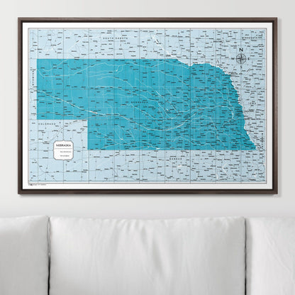 Push Pin Nebraska Map (Pin Board) - Teal Color Splash CM Pin Board