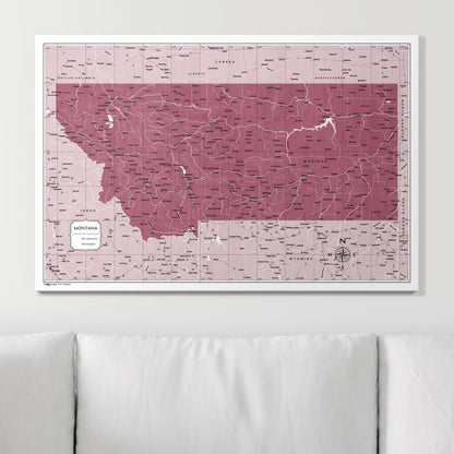 Push Pin Montana Map (Pin Board) - Burgundy Color Splash CM Pin Board