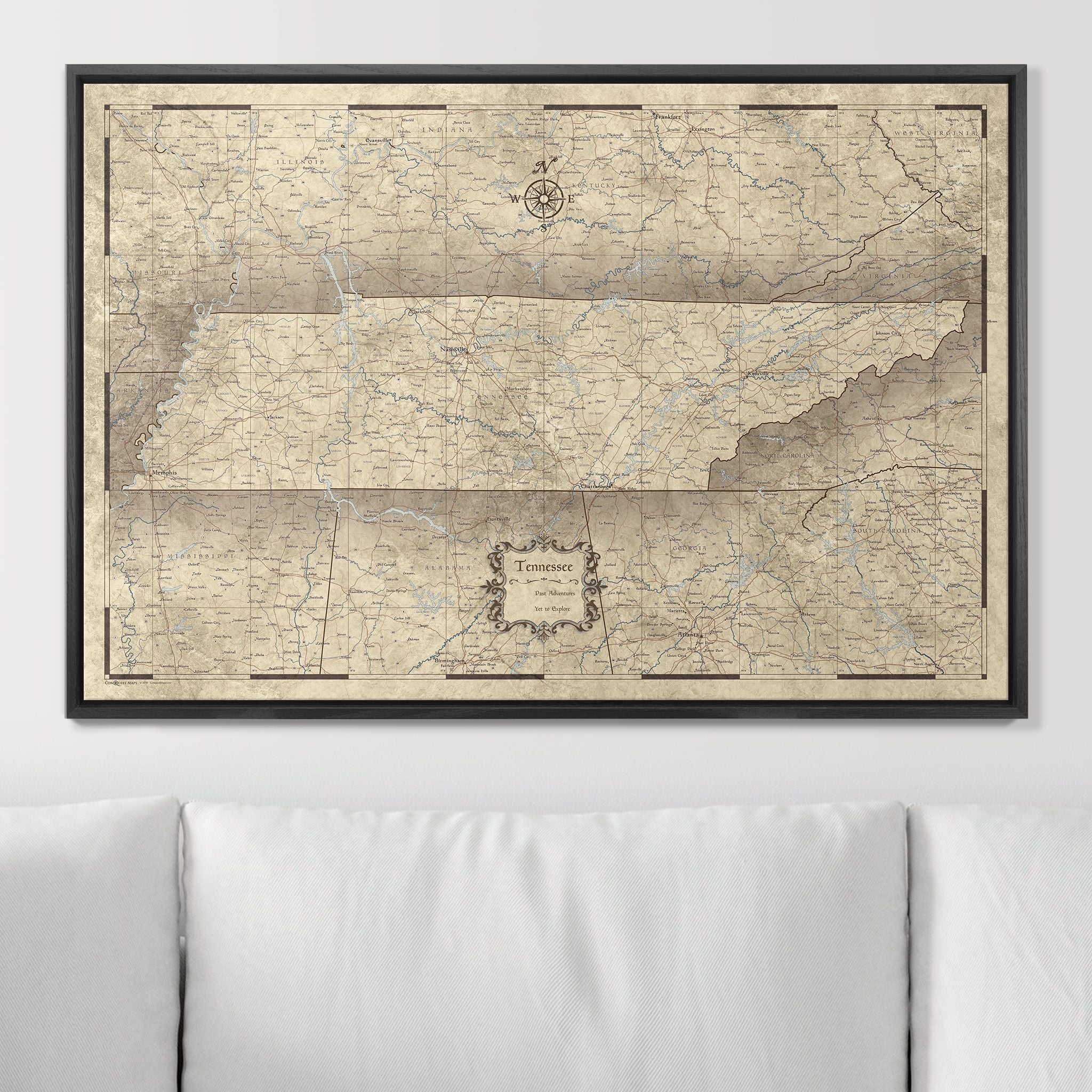 Push Pin Tennessee Map (Pin Board) - Rustic Vintage CM Pin Board