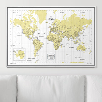 Push Pin World Map (Pin Board) - Yellow Color Splash CM Pin Board