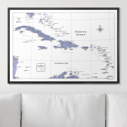 Push Pin Caribbean Map (Pin Board) - Purple Color Splash CM Pin Board