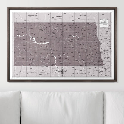 Push Pin North Dakota Map (Pin Board) - Dark Brown Color Splash CM Pin Board