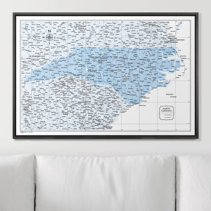 Push Pin North Carolina Map (Pin Board) - Light Blue Color Splash CM Pin Board