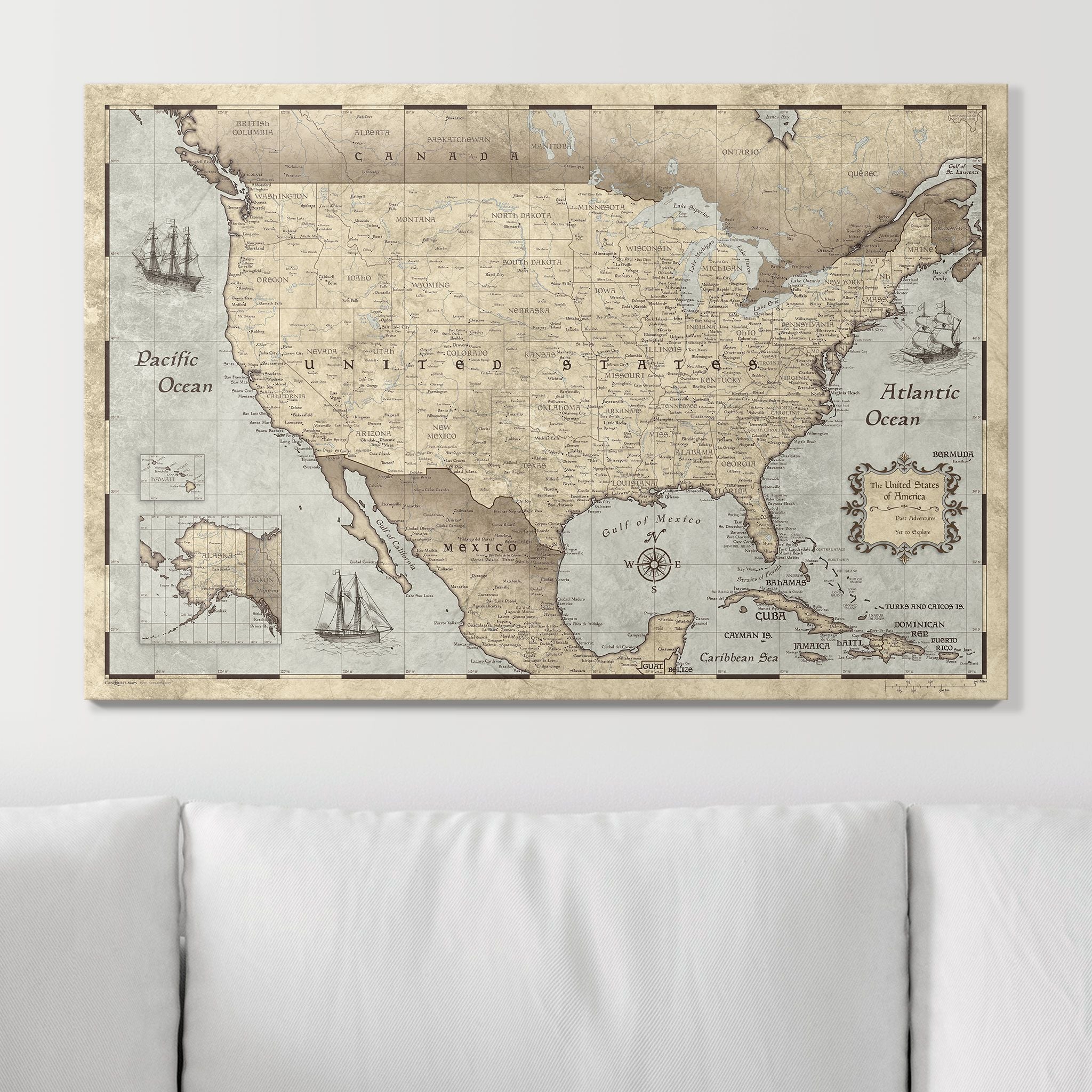 Push Pin USA Map (Pin Board) - Rustic Vintage CM Pin Board