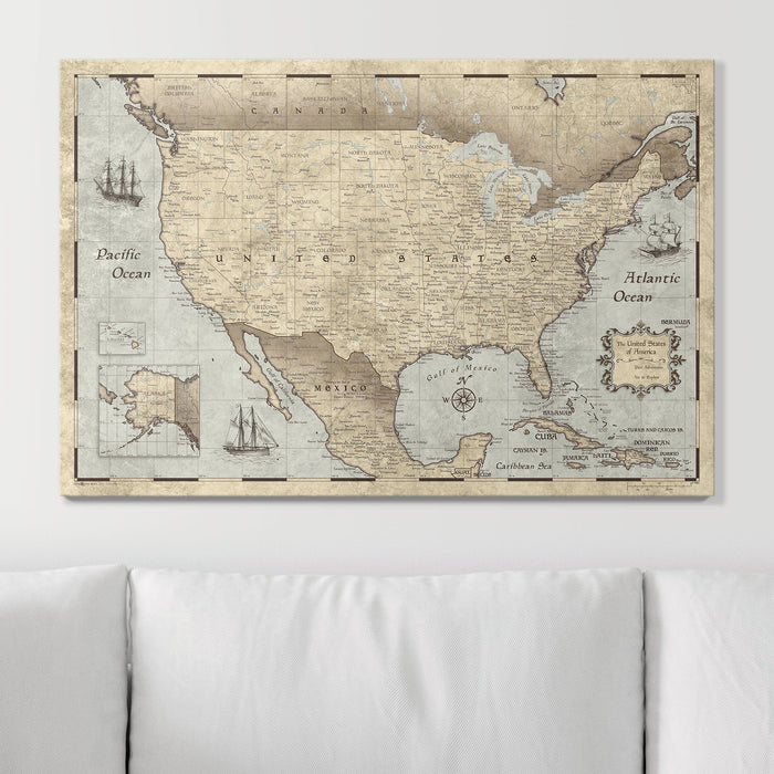 Push Pin World Map (Pin Board) - Rustic Vintage  Vintage travel decor,  Vintage travel themes, Map decor