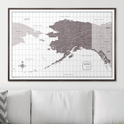 Push Pin Alaska Map (Pin Board) - Dark Brown Color Splash CM Pin Board