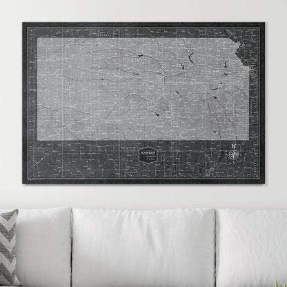 Push Pin Kansas Map (Pin Board) - Modern Slate CM Pin Board