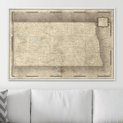 Push Pin North Dakota Map (Pin Board) - Rustic Vintage CM Pin Board