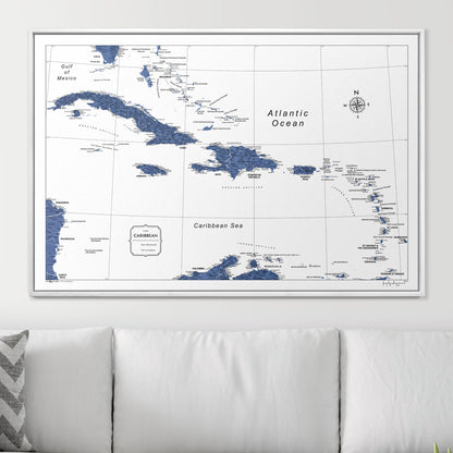 Push Pin Caribbean Map (Pin Board) - Navy Color Splash CM Pin Board