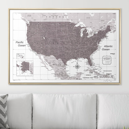 Push Pin USA Map (Pin Board) - Dark Brown Color Splash CM Pin Board