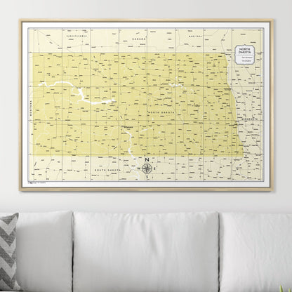 Push Pin North Dakota Map (Pin Board) - Yellow Color Splash CM Pin Board