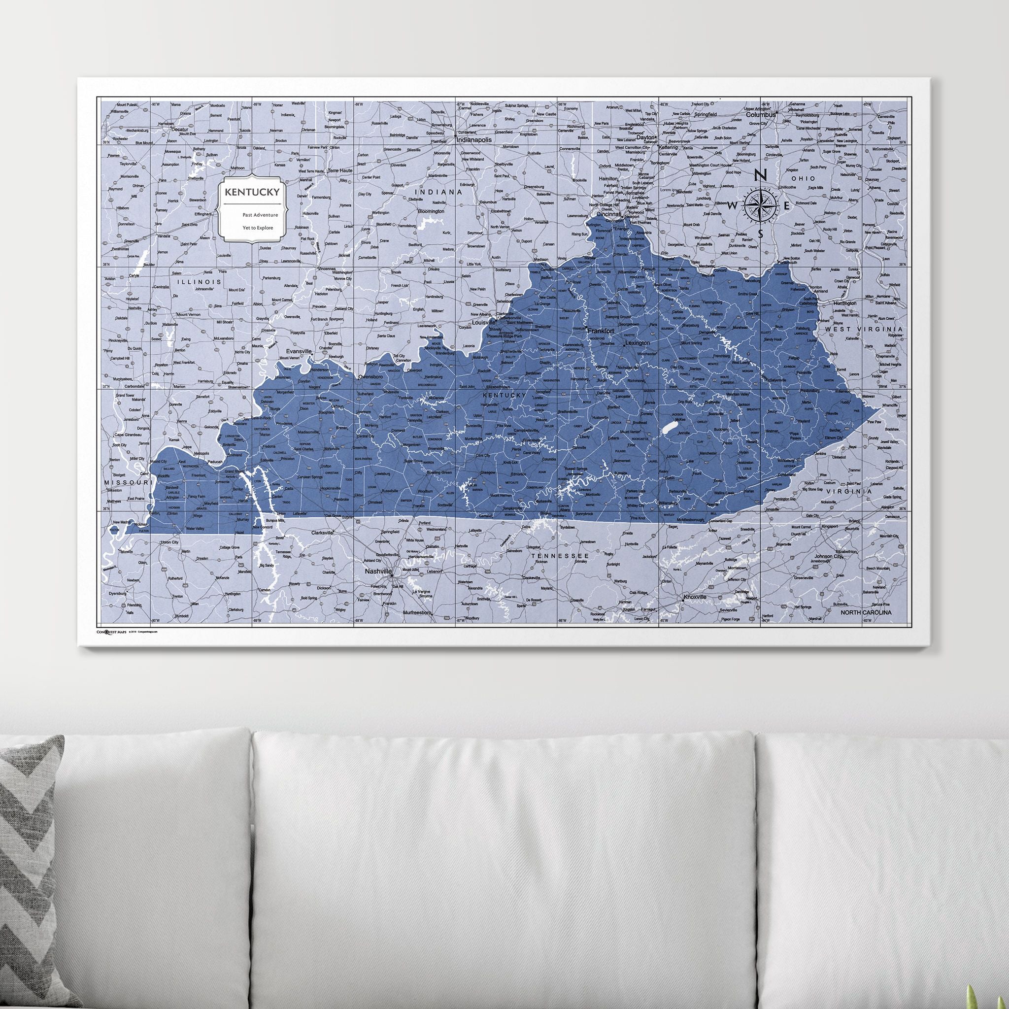 Push Pin Kentucky Map (Pin Board) - Navy Color Splash CM Pin Board