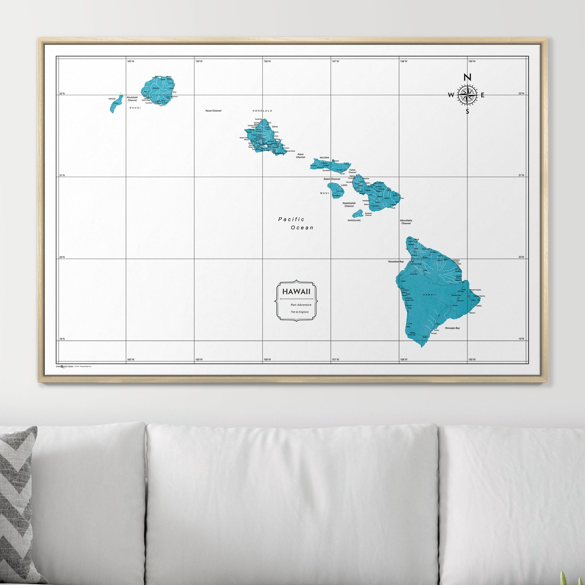 Push Pin Hawaii Map (Pin Board) - Teal Color Splash CM Pin Board