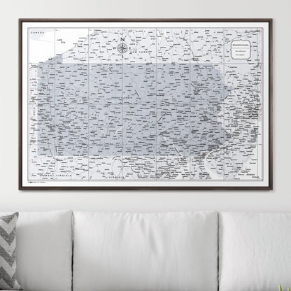 Push Pin Pennsylvania Map (Pin Board) - Light Gray Color Splash CM Pin Board