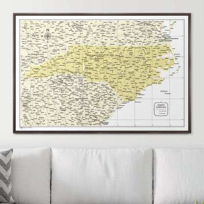 Push Pin North Carolina Map (Pin Board) - Yellow Color Splash CM Pin Board