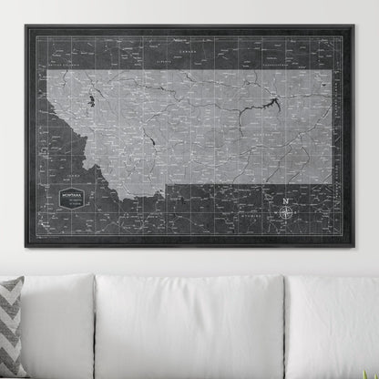 Push Pin Montana Map (Pin Board) - Modern Slate CM Pin Board