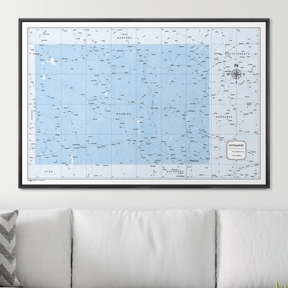 Push Pin Wyoming Map (Pin Board) - Light Blue Color Splash CM Pin Board