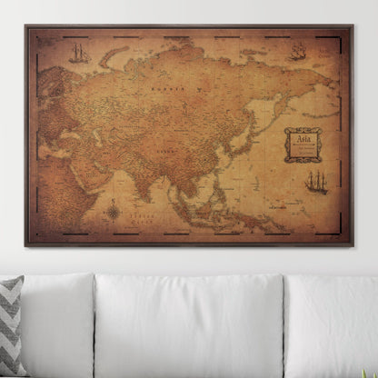 Push Pin Asia Map (Pin Board) - Golden Aged CM Pin Board