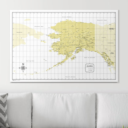 Push Pin Alaska Map (Pin Board) - Yellow Color Splash CM Pin Board