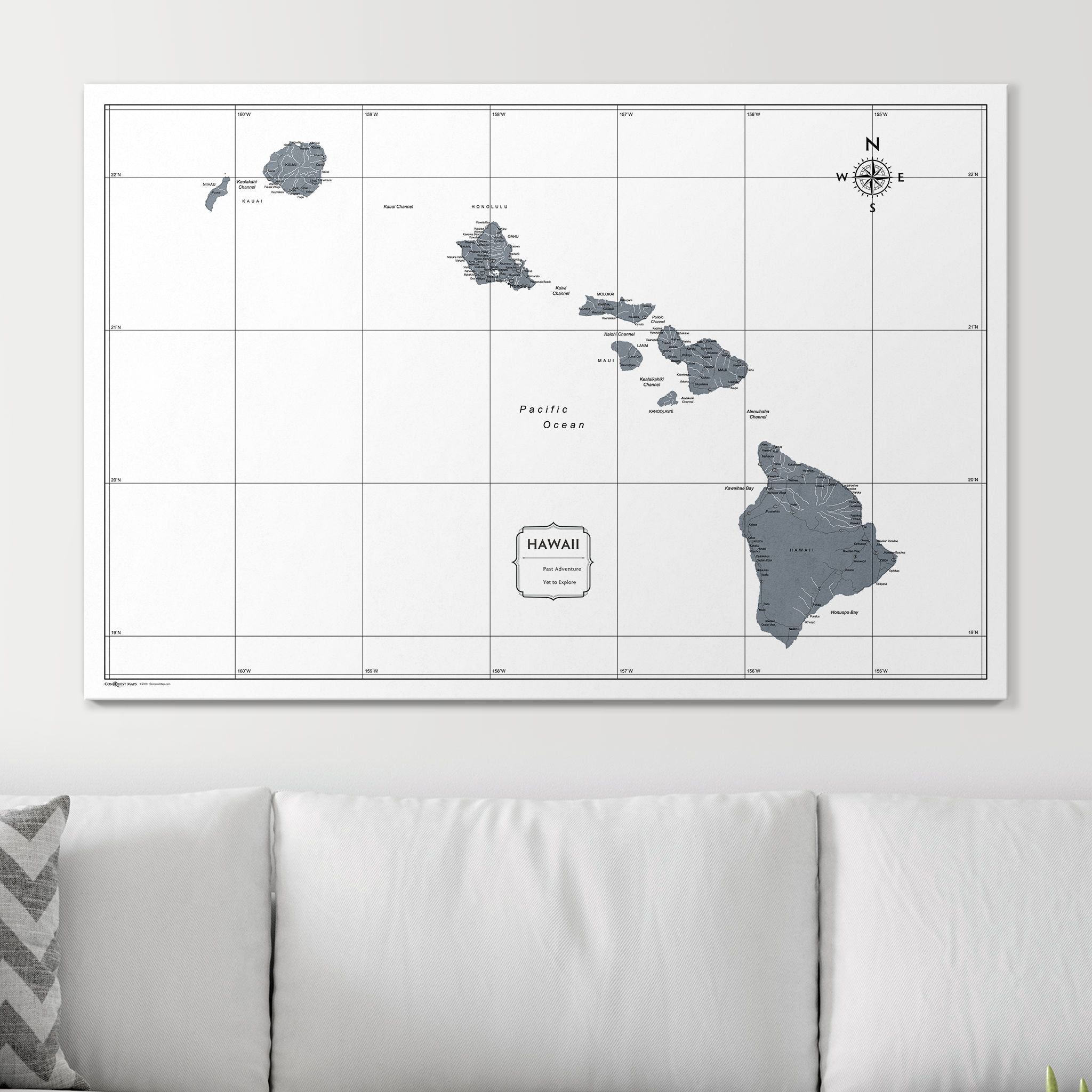 Push Pin Hawaii Map (Pin Board) - Dark Gray Color Splash CM Pin Board