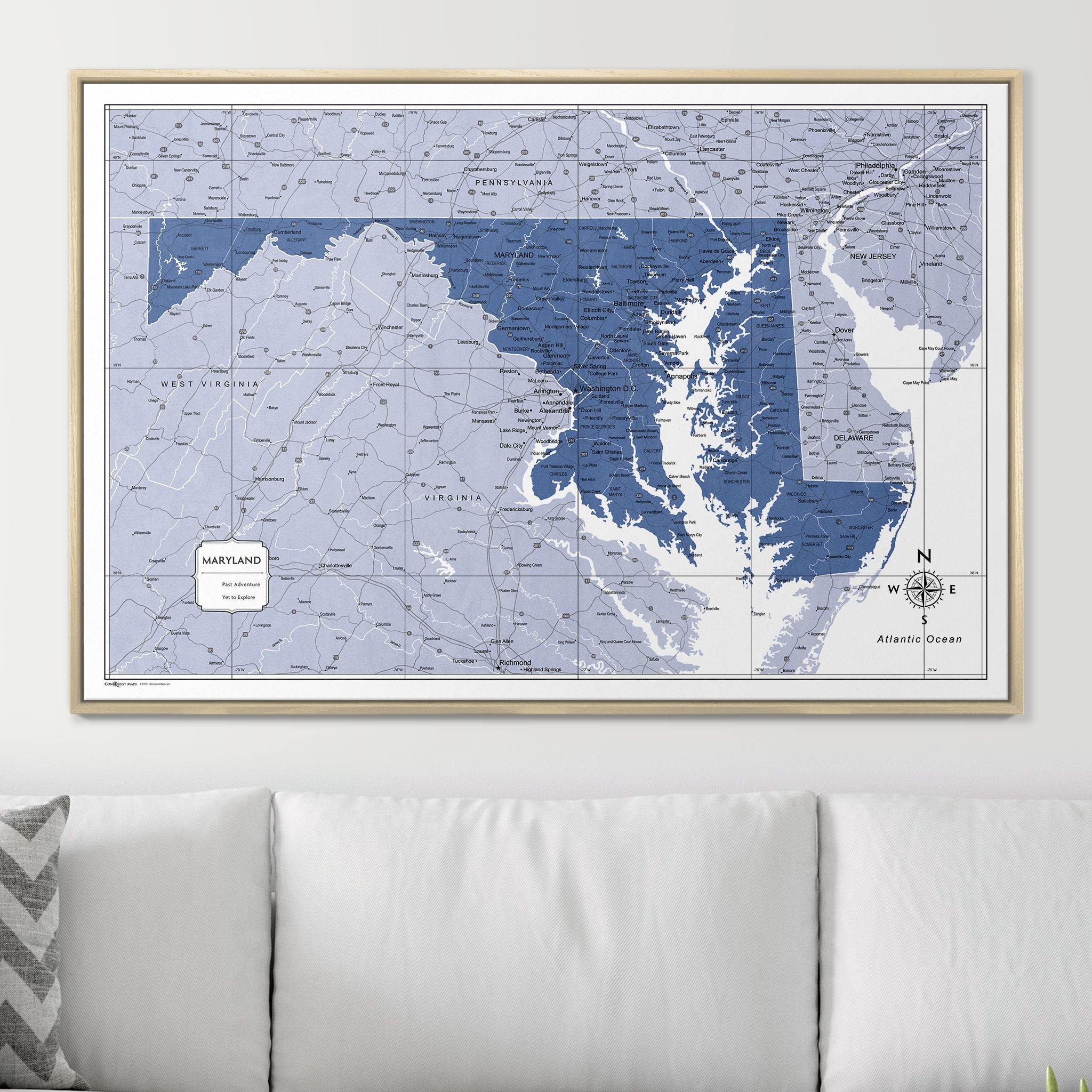 Push Pin Maryland Map (Pin Board) - Navy Color Splash CM Pin Board