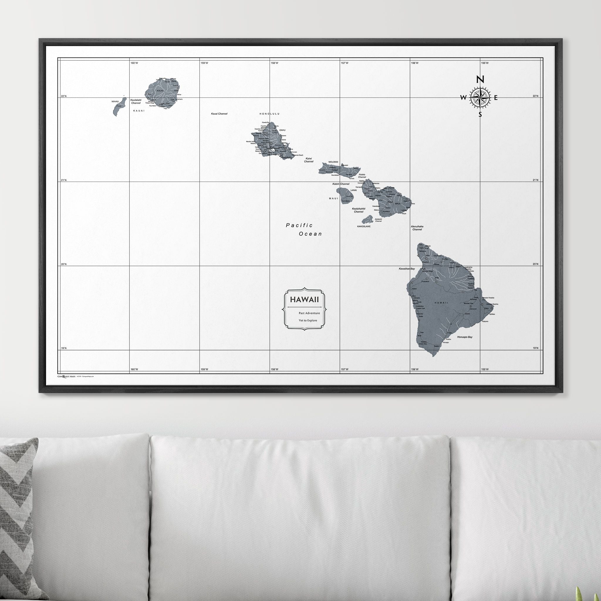 Push Pin Hawaii Map (Pin Board) - Dark Gray Color Splash CM Pin Board