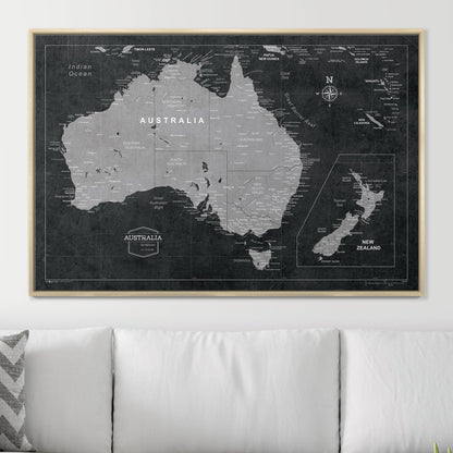 Push Pin Australia Map (Pin Board) - Modern Slate CM Pin Board