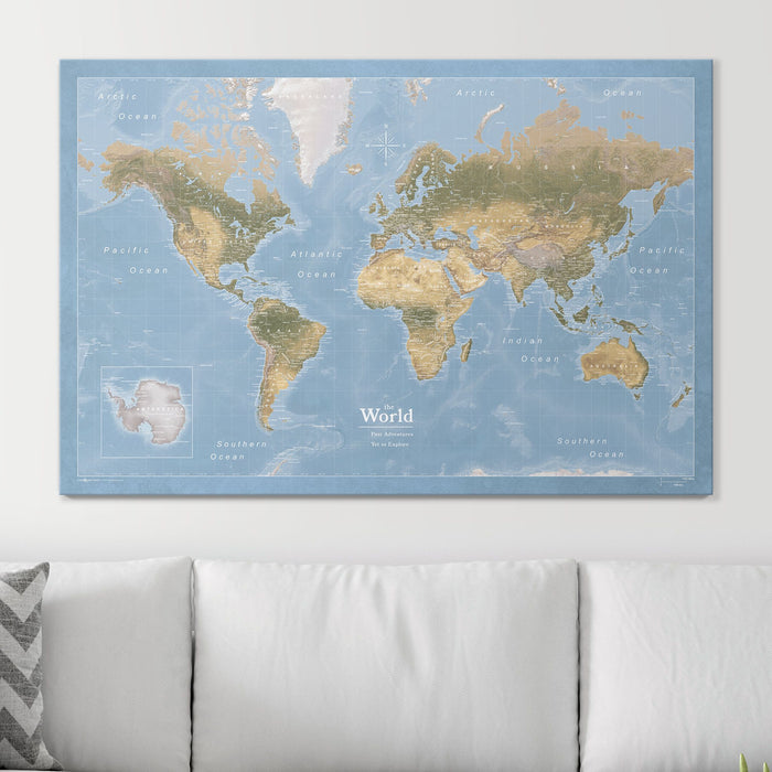 Push Pin World Map (Pin Board) - Desert Sunrise24 x 16 / Standard / Dark  Walnut in 2023