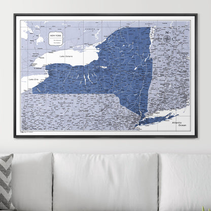 Push Pin New York Map (Pin Board) - Navy Color Splash CM Pin Board