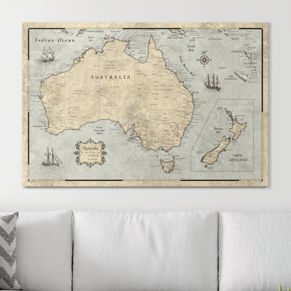 Push Pin Australia Map (Pin Board) - Rustic Vintage CM Pin Board