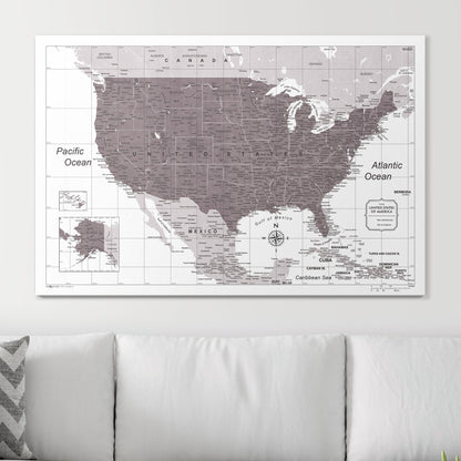 Push Pin USA Map (Pin Board) - Dark Brown Color Splash CM Pin Board